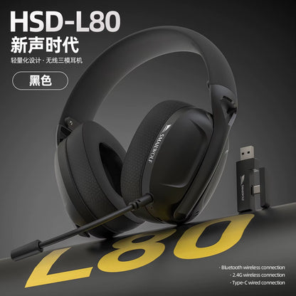 L80 Bluetooth Wireless Wired Three-Mode Gaming Headset Laptop Home Lightweight Headset with Microphone
