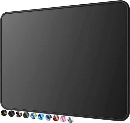 Mouse Pad [30% Larger] with Anti-Fray Stitched Edges, Premium-Textured Waterproof Surface, Non-Slip Rubber Base, Computer & Gaming Mouse Mat for Laptop, Office & Home, 8.5 X 11 In, Black