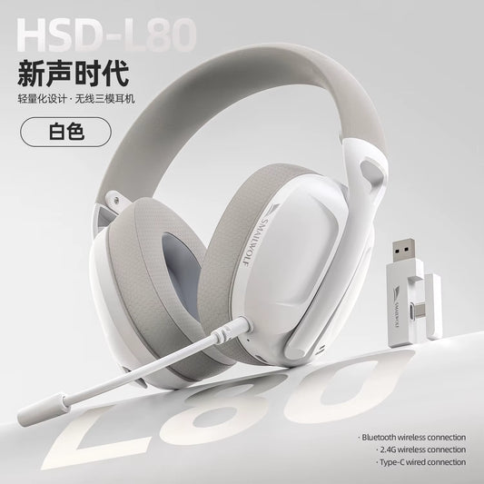 L80 Bluetooth Wireless Wired Three-Mode Gaming Headset Laptop Home Lightweight Headset with Microphone